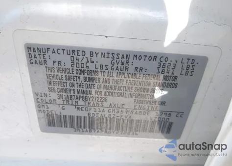 2016 Nissan Sentra S z USA, uszkodzony, nr VIN 3N1AB7AP8GY272236